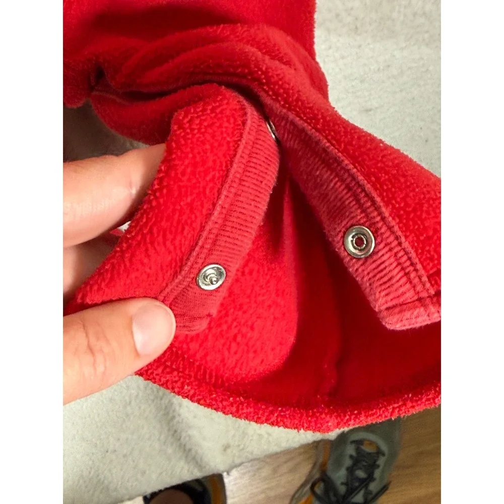 Baby Gap Red Fleece Hooded Romper Arch Logo Infant 12-18 Months HOL06 424567